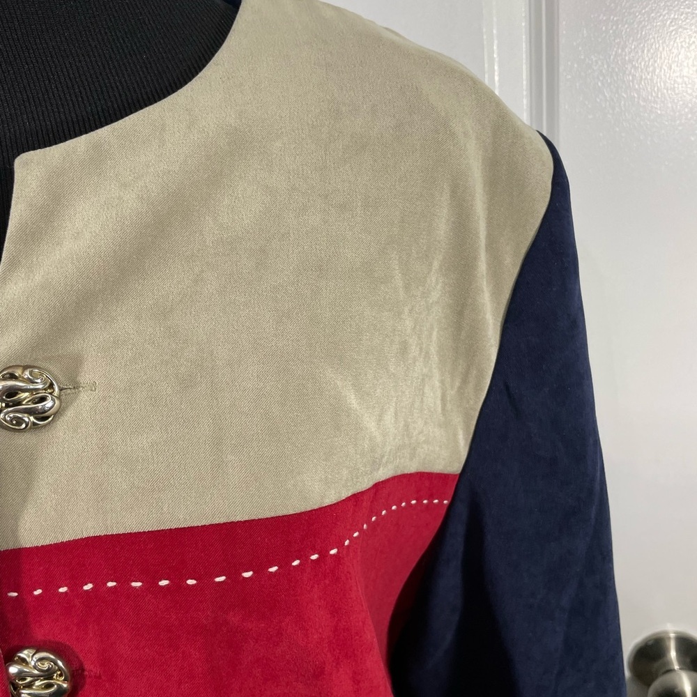 Vintage Leslie Fay Colorblock Women's Jacket Blazer  Size 16 - Picture 5 of 8